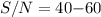 Mathematical equation: $S/N=40{-}60$