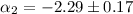 Mathematical equation: $\alpha_2=-2.29 \pm 0.17$