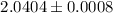 Mathematical equation: $2.0404 \pm 0.0008$