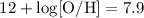 Mathematical equation: $\rm 12 + \log[ O / H ] = 7.9$