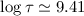 Mathematical equation: $\log \tau \simeq 9.41$