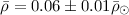 Mathematical equation: $\bar{\rho}=0.06\pm0.01 \bar{\rho}_{\odot}$