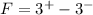 Mathematical equation: $F= 3^+ - 3^-$
