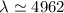 Mathematical equation: $\lambda \simeq 4962$