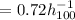 Mathematical equation: $= 0.72 h_{100}^{-1}$