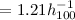 Mathematical equation: $= 1.21 h_{100}^{-1}$