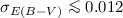 Mathematical equation: $\sigma_{E(B-V)}\la 0.012$