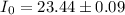 Mathematical equation: $I_0 = 23.44\pm 0.09$