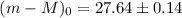 Mathematical equation: $(m - M)_{0} = 27.64 \pm 0.14$