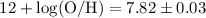 Mathematical equation: $12+\log({\rm O/H}) = 7.82\pm 0.03$