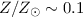 Mathematical equation: $Z/Z_{\odot} \sim 0.1$