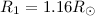 Mathematical equation: $R_1 = 1.16 R_{\odot}$