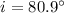 Mathematical equation: $i = 80.9\degr$