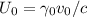 Mathematical equation: $U_0=\gamma_{0}v_0/c$