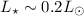 Mathematical equation: $L_\star \sim 0.2 L_\odot$