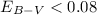Mathematical equation: $E_{B-V}< 0.08$