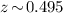 Mathematical equation: $z\!\sim\!0.495$