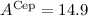 Mathematical equation: $A^{\mathrm{Cep}} = 14.9$