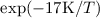 Mathematical equation: $\exp(-17 {\rm K}/T)$