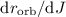 Mathematical equation: ${\rm d}r_{\rm orb}/{\rm d}J$