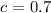 Mathematical equation: $c=0.7$