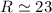 Mathematical equation: $R \simeq 23$
