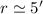 Mathematical equation: $r \simeq 5^\prime$