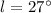 Mathematical equation: $l=27^\circ$