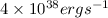 Mathematical equation: $4\times 10^{38} { erg s}^{-1}$