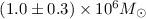 Mathematical equation: $(1.0\pm0.3)\times 10^6 M_{\odot}$