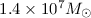 Mathematical equation: $1.4\times 10^7 M_\odot$