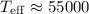 Mathematical equation: $T_{\rm eff} \approx 55 000$