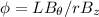 Mathematical equation: $\phi = L B_{\theta} / r B_{z}$