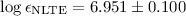 Mathematical equation: $\log \epsilon_{\rm NLTE} = 6.951 \pm 0.100$
