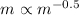 Mathematical equation: $m \propto m^{-0.5}$