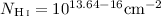 Mathematical equation: $N_\ion{H}{i} = 10^{13.64-16} \mathrm{cm}^{-2}$