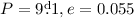 Mathematical equation: $P = 9\fd1, e = 0.055$