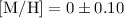 Mathematical equation: ${\rm [M/H]}=0\pm 0.10$