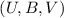 Mathematical equation: $(U, B, V)$