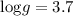 Mathematical equation: ${{\rm log} g}=3.7$