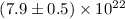 Mathematical equation: $(7.9 \pm 0.5) \times 10^{22}$