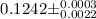 Mathematical equation: $0.1242 \pm ^{0.0003}_{0.0022}$