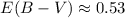 Mathematical equation: $E(B-V) \approx 0.53$