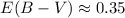 Mathematical equation: $E(B-V) \approx 0.35$