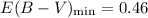 Mathematical equation: $E(B-V)_{\rm min} = 0.46$