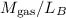Mathematical equation: $M_{\rm gas}/L_B$