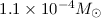 Mathematical equation: $1.1\times 10^{-4} {M}_\odot$