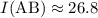 Mathematical equation: $I({\rm AB})\approx26.8$
