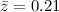 Mathematical equation: $\bar{z} = 0.21$