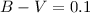 Mathematical equation: $B-V=0.1$
